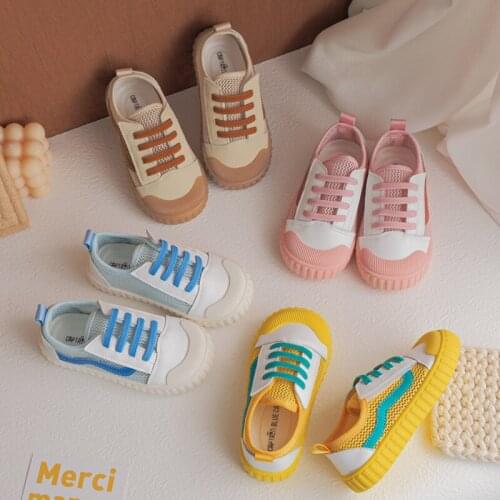 New Arrival Chilfrens Shoes for 2021 Summer Candy Color Mesh Air Breathable Boys and Girls Casual Shoes Flat Kids Board Shoes
