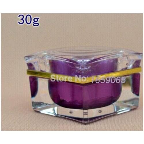 New 30g purple square shape acrylic cream bottle eyecream jar Cosmetic Packaging Cosmetic Jar