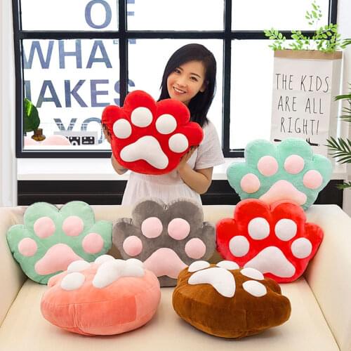 Cute Cat Claw Pillow Blanket Hand-Shaped Brush Cushion Lumbar Support Pillow Plush Pillow Air Conditioning Blanket Office Nap