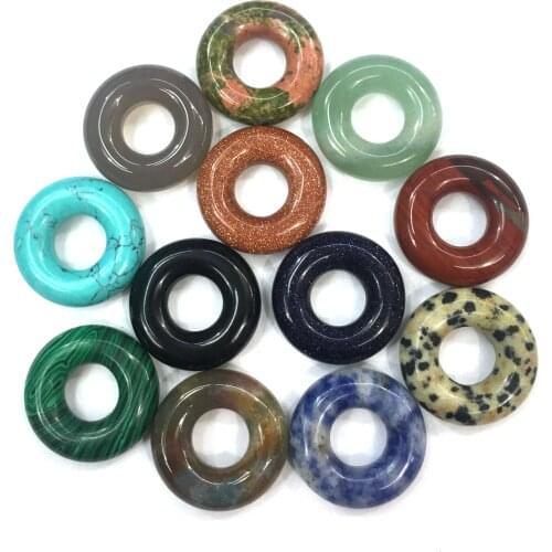 Natural Stone Big Hole Pendants Rose Quartzs Agates Necklace Pendant for Jewelry Making Good Quality Size 20mm