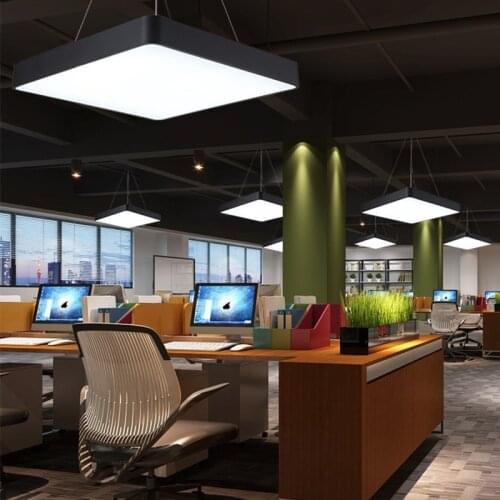 Simple Modern Decorative Black Dimetric Led Chandelier Pendant Lamp For Studio Office Building Conference Room Dance Room Office