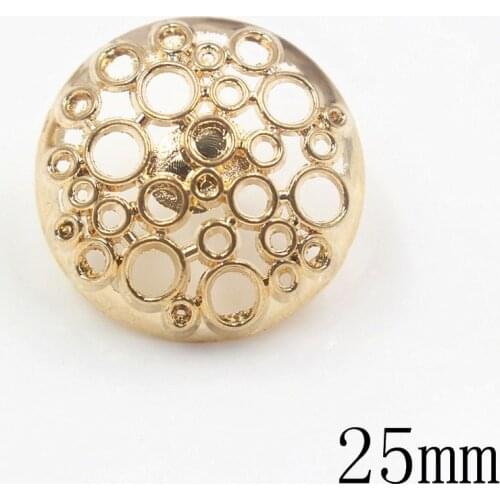 18mm 20mm 25mm 10pcs/lot Hole Hollow Metal Buttons Sweater Coat Decoration Shirt Gold Button Accessory DIY JS-0131