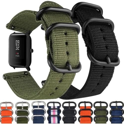 Nato nylon Watch band for Huami Amazfit GTR/GTS 46mm 42mm smartwatch Bracelet correa Amazfit Bip/stratos/2/2e/mini/47mm strap
