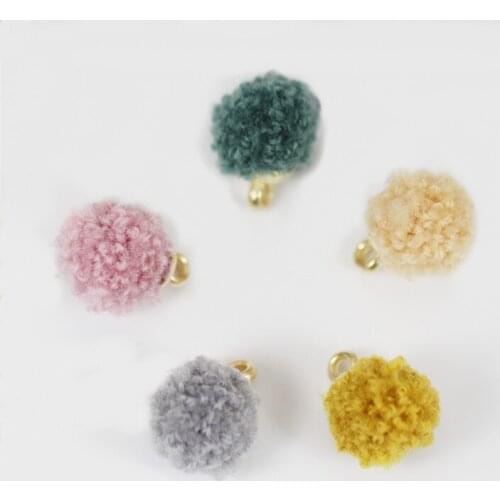 SEA MEW 50 PCS 12mm Fashion Curly Hair Ball Pendant Connectors For Women Earring Jewelry Making