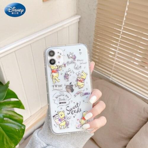 DISNEY Winnie the Pooh Silicone Case for IPhone 11 12Pro Xs Max Official Liquid Silicon 360 Full Cove zz0506-2