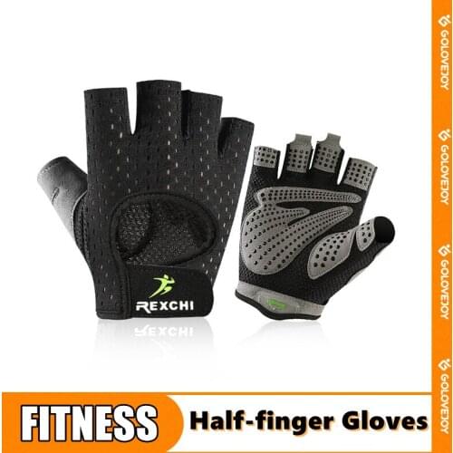 Rexchi Outdoor Cycling Sunscreen Glove Unisex Summer Half-finger Sports Fitness Breathable Wear-resistant Non-slip Velcro Mitten
