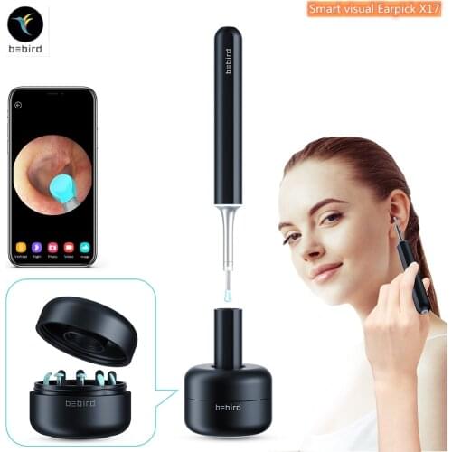 Ear Endoscope BEBIRD X17 Pro with 6 LED Lights, 3.5mm 1080P HD WiFi Ear Wax Removal Wireless Camera Digital Otoscope for Phone