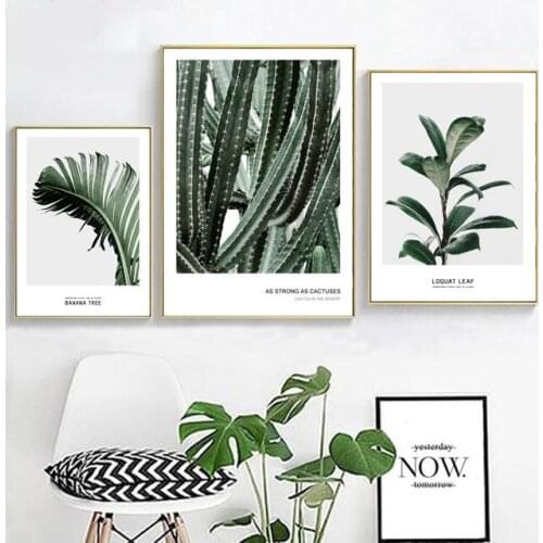 Green Cactus Leaves Nature Landscape Canvas Painting Nordic Posters And Prints Pictures For Living Room Home Decor Unframed