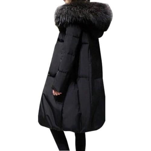 Plus Size 6XL 2019 Winter Women Loose Thick Warm Jacket Female Faux Fur Collar Hooded Down Cotton Coat Parkas Outerwear Female