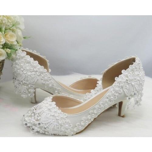 BaoYaFang White Tassel Wedding shoes woman high heels Open Toe Bridal party dress shoes woman Thin High Pumps Female Ankle Strap