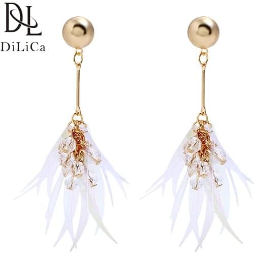 DiLiCa Fashion Drop Dangle Earrings for Women Imitation Pearl Sequins Statement Earrings Female oorringen Earring Jewelry