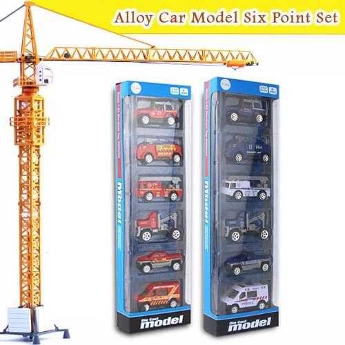 1:64 Car Model Toy Gift Set City Rescue Team Real Metal Classic Gift Bag 6 Collectible Fire Truck Cars Boy Birthday Toys Gift