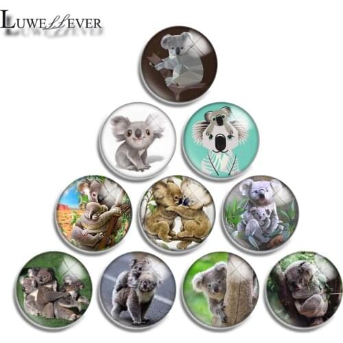12mm 14mm 16mm 20mm 25mm 30mm 566 Koala Mix Round Glass Cabochon Jewelry Finding 18mm Snap Button Charm Bracelet