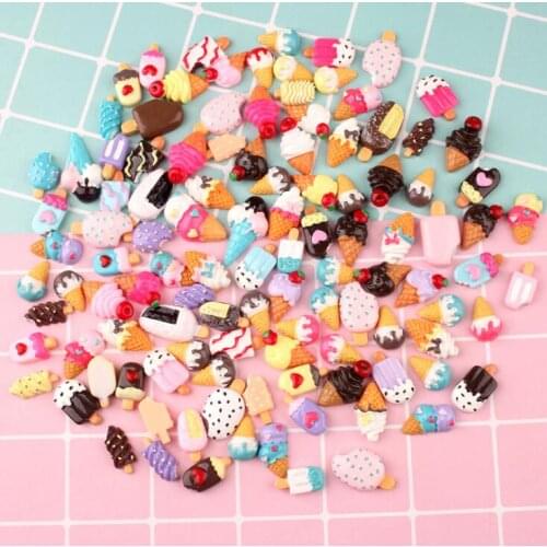 10pcs/pcs Random color Resin Lovely Ice Cream Flatback Stone Embellishment DIY Crafts Scrapbook