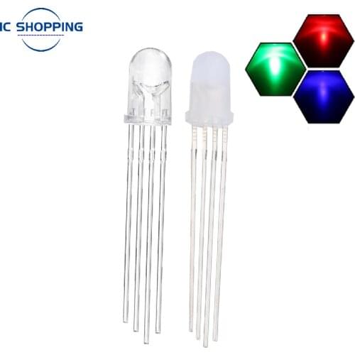 100PCS F5 Light Beads 5mm Full Color RGB Light-emitting Diode Three-color Red Green and Blue Multicolor Anode Cathode Round LED