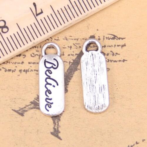 24pcs Charms plates believe 20x6mm Antique Pendants,Vintage Tibetan Silver Jewelry,DIY for bracelet necklace