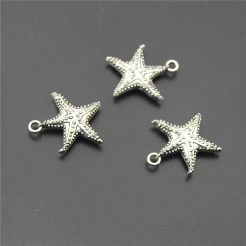 15pcs Silver Color Starfish Charms Beach Jewelry Making Findings A2211