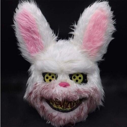2021 New Scary Halloween Mask Bloody Killer Rabbit Mask Teddy Bear Halloween Plush Cosplay Horror Party Mask For Kids Adults