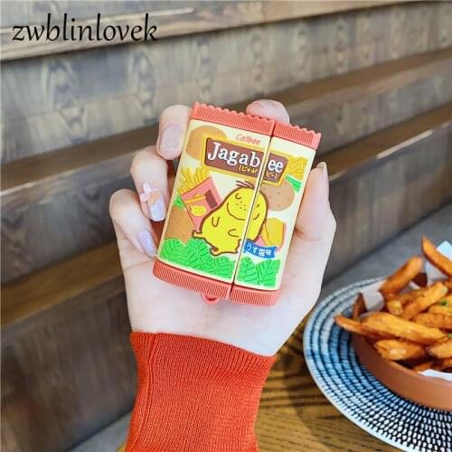 Shrimp crackers french fries 3d case for airpods 1 2 pro charging box soft silicone wireless bluetooth headset protect cover