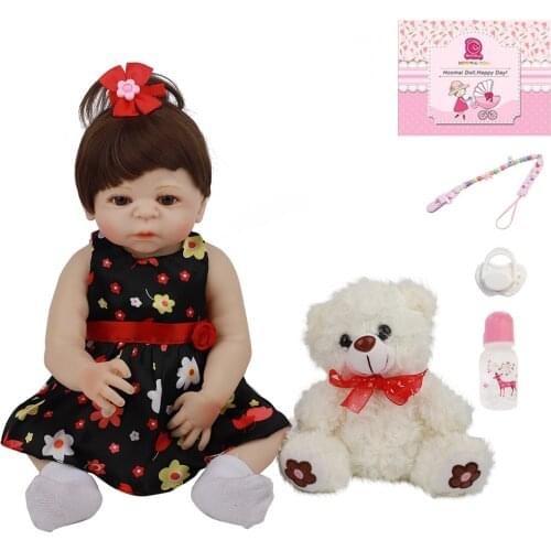 48CM Realistic Baby Bebe Reborn Doll For Girl Pure Handmade Silicone Full Body Babies Doll Toy Kid Gifts Bedtime Playmate 18Inch