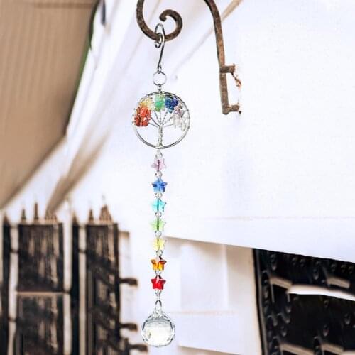 7 Star Crystals Hanging Ornament Garden WindChime Window Crystals Sun Catcher Rainbow Maker Wall Decor Home Decoration
