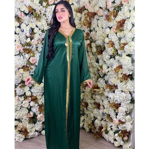 Abaya Dubai Muslim Dress Women Moroccan Evening Robe Elegant Lady Jalabiya Arabic Clothing 2021 Eid Mubarak Djellabe Femme