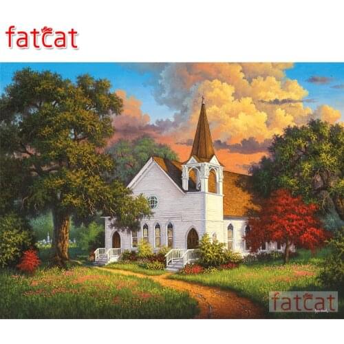 FATCAT 5d diy diamond painting garden cottage landscape full square round drill diamond embroidery sale home decoration AE2297
