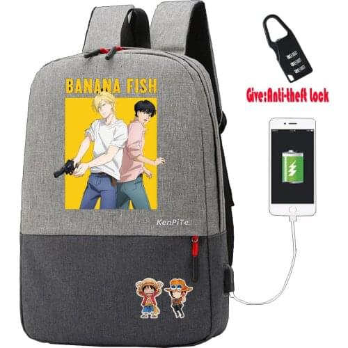 Anime Banana Fish Backpack Anti-theft USB Charging Knapsack student book Bags UNISEX Laptop bag teenagers Travel backpack