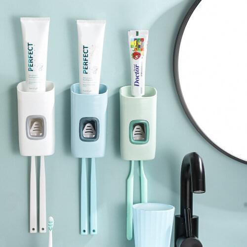 1PC Automatic Toothpaste Dispenser Wall Mount Dust-proof Toothbrush Holder Wall Mount Storage Rack Squeezer Bathroom Accessories