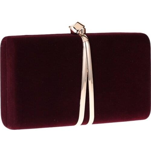 Ladies Design Velvet Hand Clutch Dinner Bag Metal Frame Evening Evening Box Clutch Bag For Women