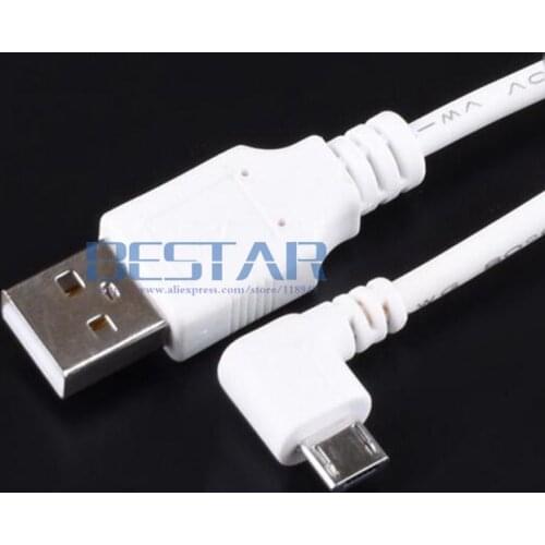 White 100cm 1M 3FT DC Power Plug USB 2.0 To Micro USB Elbow Left Angled 90 degree 2A charging charge 2pin Cable