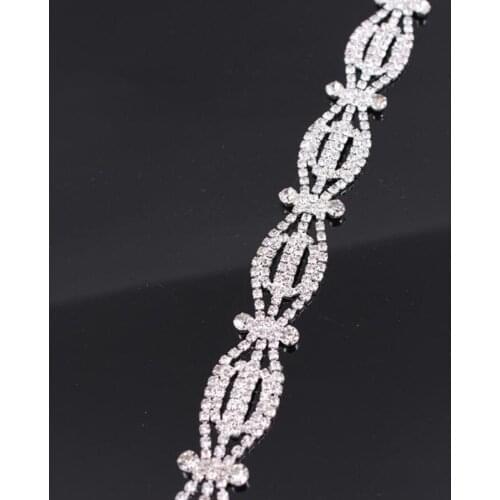 10Yards Silver Gold Crystal Rhinestone Trim Chain Decoration Crystals for DIY Handmade Bridal Wedding Dress Waist Belts Jewelry