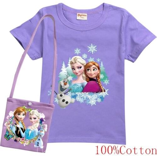 Disney Frozen Children T Shirt Elsa Anna Princess Funny Baby Girls Harajuku Summer White T-shirt Kids Cartoon Clothes