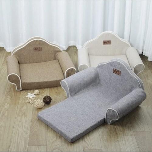Pet Sofa Cat Dog Soft Bed Washable Detachable Linen Material Pet Nest Small Medium Dogs Soft Comfortable Sofa Bed Pet Supplies