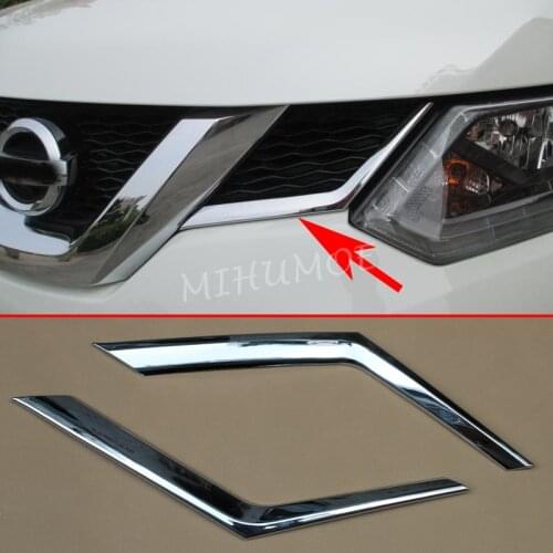 Glossy Chrome Front Grille Grill Cover Trims Molding For Nissan X-Trail Rogue T32 2014-2016