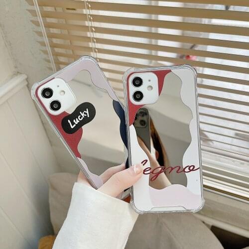 INS Korean color splicing Mirror phone Case For Iphone 11ProMax 12Mini 7 8 6s Plus Xr Xs Max SE2 Creative art illustration cover