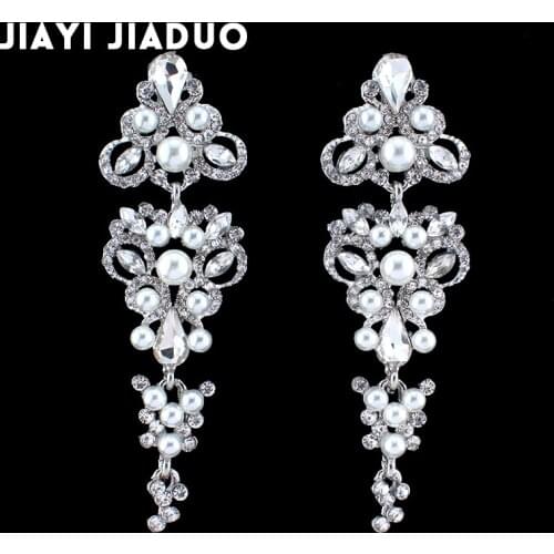 Jiayijiaudo Silver Color Butterfly Crystal Long Drop Earrings for Women Bridal Wedding Dangle Earrings Engagement Gift
