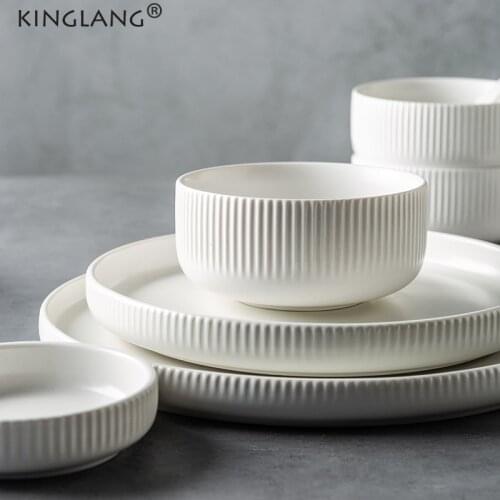 KINGLANG Nordic Creative Ceramics Plates matte glazed bowl Dishes Individual Ins style Dishes Bowl Household Tableware