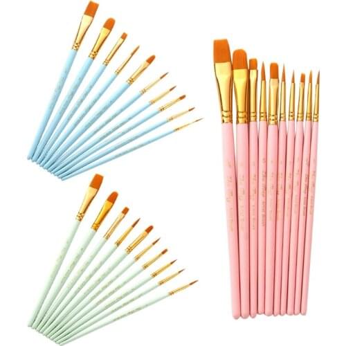 10pcs Nylon Hair Wooden Handle Watercolor Paint Brush Pen Set for DIY Oil Acrylic Painting Art Paint Brushes Supplies