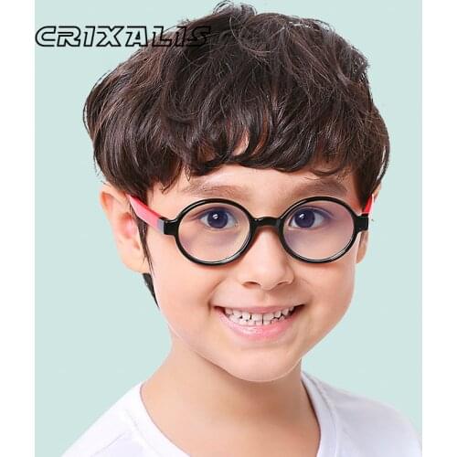 CRIXALIS Round Blue Light Blocking Glasses Kids Silicone Flexible Frame Computer Eyewear Children Boy Girl Eyeglasses UV400