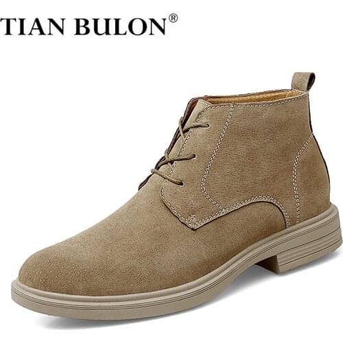 Suede Leather Men Boots Fashion Outdoor Boots Men Winter High Quality Platform Work Ankle Boot Western Boots Men Plus Size 38-47