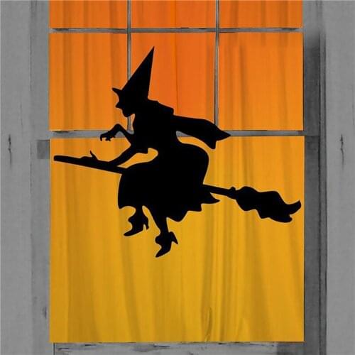 Halloween Wall Sticker Broom Witch Print PVC Decals Posters Decorative Tools for Wall Window Door
