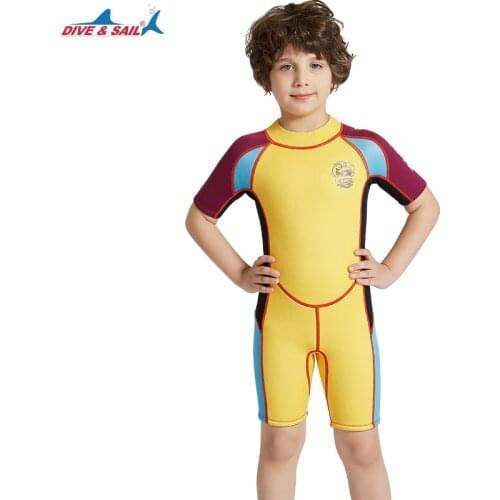 Boys Shorty Wetsuit 2.5mm Neoprene Kids Boys Girls One Piece Wet Suit Swimsuit Shorty Jump Suit Swimwear Thermal Bathing Suit