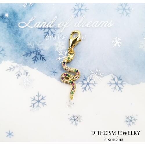 Charms Pendant Colorful Snake in 925 Sterling Silver with Gold fit Bracelets 2020 Brand New Jewelry Accessories Gift For Women