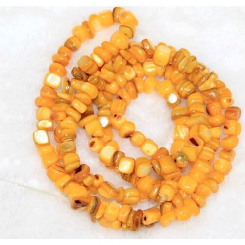 Wholesale Gravel Shape 5-8 mm Square Natural Shell Dye Yellow Beads For Jewelry Making Stone DIY Bracelet Necklace Strand 34