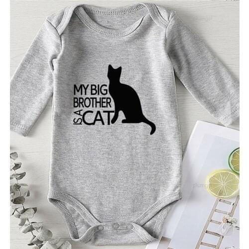 Baby Girl Fall Clothes Cat Printing Big Brother Infant Outfits Newborn Girls Winter Bodysuits Toddler Shower Gifts Jumpsuits