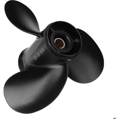 For Mercury 6-15HP 48-828158A12 9x10 1/2 Marine Boat Outboard Propeller Aluminum Alloy Standard Rotation Black 8 Spline Tooth