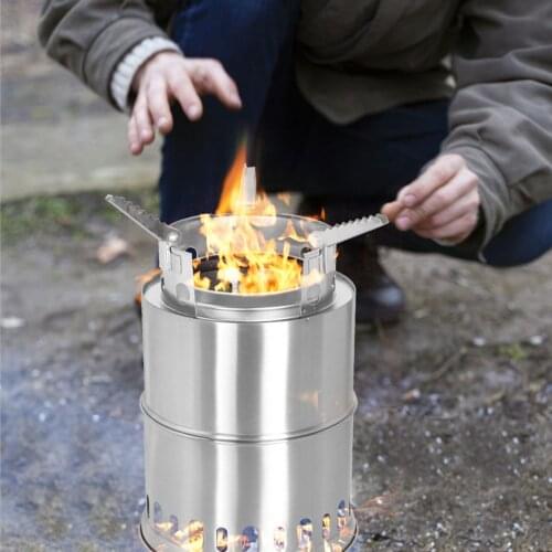 Camping Wooden Stove Portable Stainless Steel Firewood Burning Stove Outdoor Picnic BBQ Cooking Camping Stove Backpacking Furnac