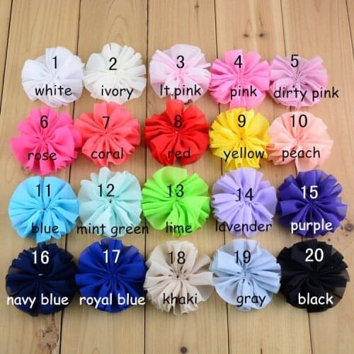 60 pcs/lot , 2.75" Chiffon ballerina Double Ruffle Unfinished Flowers Chiffon twirl pleated tutu fabric flowers