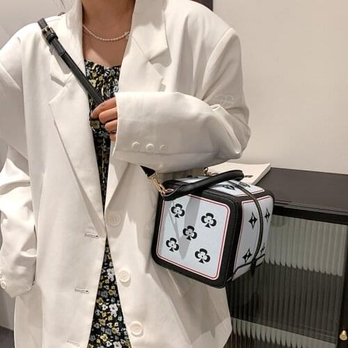 Printing Box Bag Women Shoulder Bags Lovely Square Cartoon Printing Crossbody Bag Lady Designer Small Coin Phone Purses Female